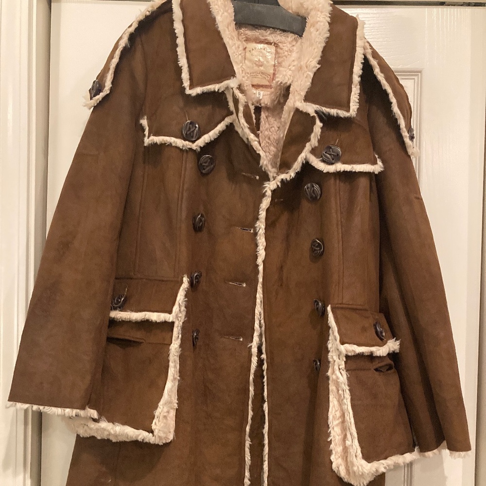 Paparazzi by Biz faux suede fleece lined Women's coat, Chestnut, Large